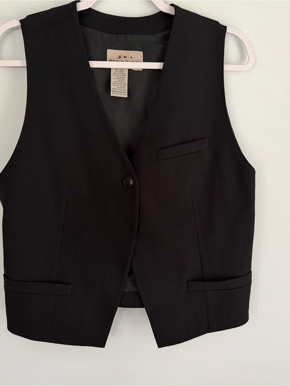 VTG 90s AKA Eddie Bauer Suit Vest Black Womens L Dark Academia Y2K Tailored⁠